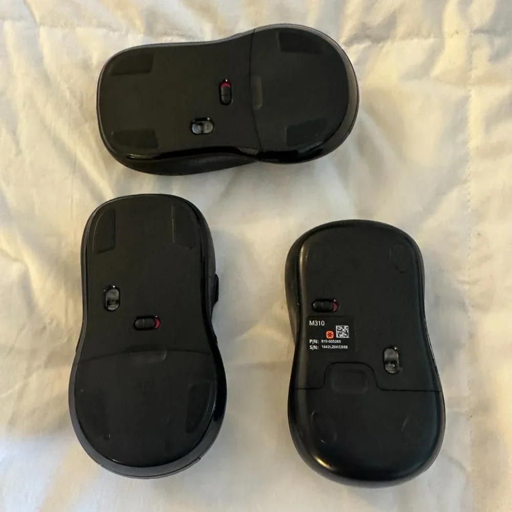 3 Logitech Black Computer Mouses - For Parts